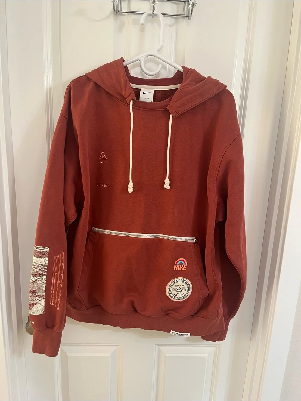 Nike Men's Rust Crewneck Hoodie with Graphic Accents